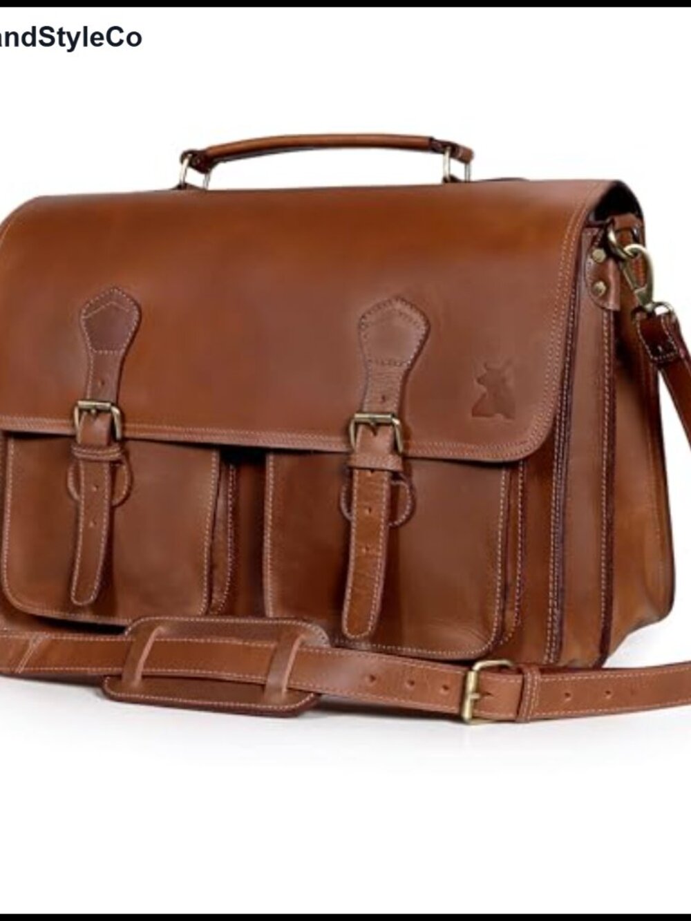 Buffalo Leather Messenger Bag Laptop Briefcase for Men up to 18 inch